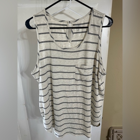 Market & Spruce Tops - Market & Spruce Black and White Striped Tank Top
